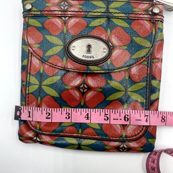 Fossil Key-Per Floral Coated Canvas Crossbody Purse + Wallet Wristlet Pink Black - Picture 8 of 11
